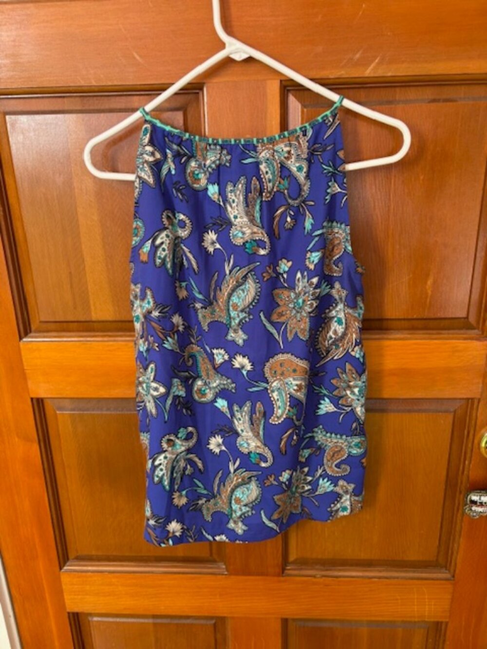 Ann Taylor Loft Paisley Print Blue Green Sleeveless Flowy Tank Top Size XS - Picture 6 of 6